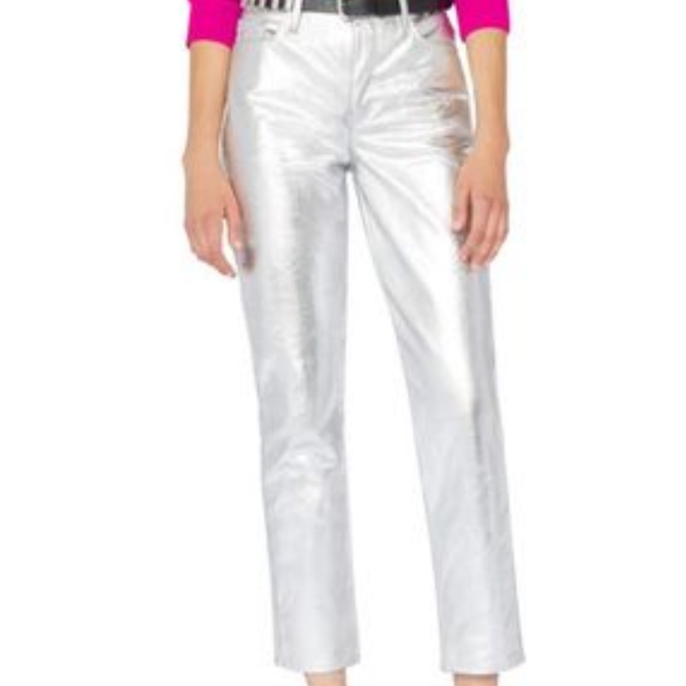 FRAME DENIM Hi-Rise Le Sylvie Slender Straight Jean Silver ... Size 24